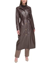Calvin Klein - Belted Faux-leather Trench Coat - Lyst