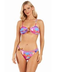 La Moda Clothing - Club Moda Tropical Palm Print Bikini Set - Lyst