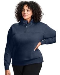 Avenue - Plus Size Piper Half-zip Sweat Top - Lyst