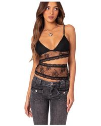 Edikted - Spice Cut Out Sheer Lace Tank Top - Lyst