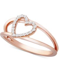 Wrapped in Love ? Diamond Heart Ring (1/10 Ct. T.w.) In 14k Rose Gold, Created For Macy's - Metallic