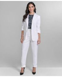 Calvin Klein - Linen Blend One Button Blazer Slim Leg Pants - Lyst