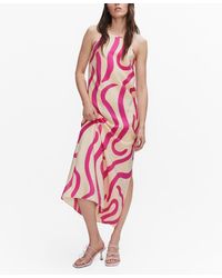 Mango - Printed Cut-out Detail Dress - Lyst