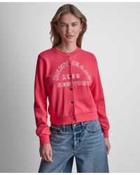 DKNY - Long-sleeve Button-front Cotton Shrunken Jacket - Lyst