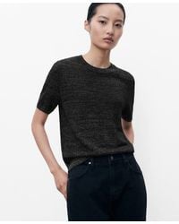 Mango - Short-sleeved Lurex Sweater - Lyst