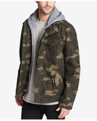 levi's men's wool blend military jacket with hood