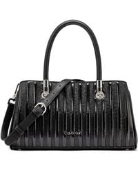 Calvin Klein - Brigette Patent Piping Mini Satchel Bag - Lyst
