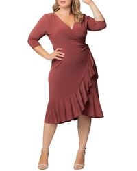 Kiyonna - Plus Size Whimsy Ruffled Midi Wrap Dress - Lyst