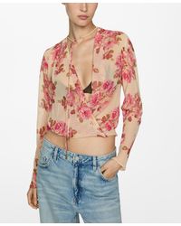 Mango - Floral Print Crossover Blouse - Lyst