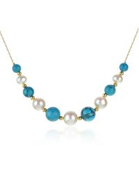Macy's - White Freshwater Cultured Pearls (6.5-9.5mm) With Blue Lapis (27 Ct. T.w) - Lyst