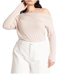 Eloquii - Plus Size One Shoulder Tee With Ruching - Lyst
