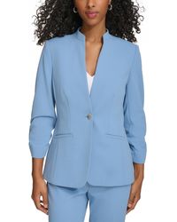 Calvin Klein - Petite Solid Ruched-sleeve Single-button Jacket - Lyst