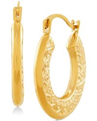 Macy's - Greek Key Pattern Hoop Earrings - Lyst