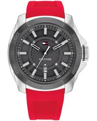 Tommy Hilfiger - Quartz Red Silicone Watch 46mm - Lyst