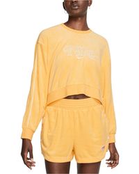 nike crop retro terry towelling crop sweatshirt in beige