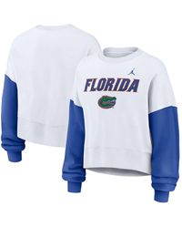 Nike - White Florida Gators Color-block Oversized Cropped Pullover Sweatshirt - Lyst