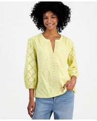 Style & Co. - Split-neck Eyelet-embroidered Top - Lyst