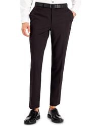 INC International Concepts Slim-fit Burgundy Solid Suit Pants, Created For Macy's - Black
