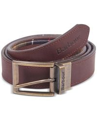 Barbour - Reversible Tartan To Leather Belt - Lyst