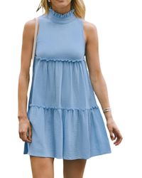 CUPSHE - Baby Blue Ruffle Collar Sleeveless Mini Beach Dress - Lyst