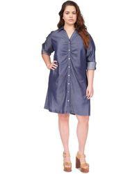 Michael Kors - Michael Plus Size Ruched-front Shirtdress - Lyst