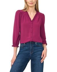 Cece - Ruffled Button-front 3/4-sleeve Blouse - Lyst