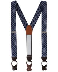 Trafalgar - Rowan Geometric Pattern Silk Button End Suspenders - Lyst