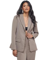 Warehouse - Oversized Lace Frill Trim Blazer - Lyst