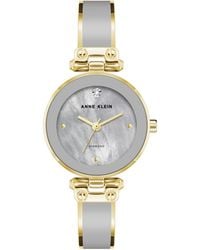 Anne Klein - Quartz Round Gold-tone Gray Bangle Watch 28mm X 34mm - Lyst