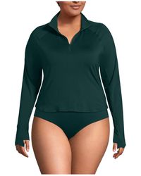 Lands' End - Plus Size Long Sleeve Rash Guard Cover-up Upf 50 - Lyst