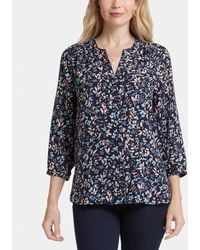 NYDJ - Pintuck Split Neck Top - Lyst