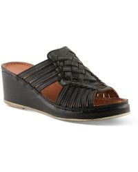 Spring Step - Wedge Sandal With Woven Leather Upper - Lyst