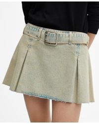 Mango - Belted Denim Mini-skirt - Lyst