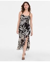 Guess - Stacie Printed Shirred Chain-strap Dress - Lyst