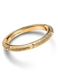 PANDORA - Texture Clear Cubic Zirconia Stones Ring - Lyst