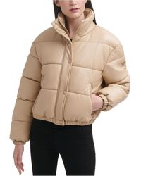 Guess Faux-leather Puffer Coat - Natural