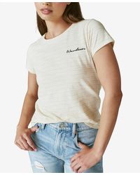 Lucky Brand - Embroidered Striped Cotton T-shirt - Lyst