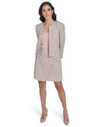 Calvin Klein - Collarless Tweed Jacket Faux Wrap Skirt - Lyst