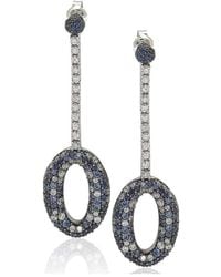 SUZY LEVIAN NEW YORK - Suzy Levian Sterling Silver Sapphire & Created White Sapphire Oval Circle Drop Dangle Earrings - Lyst