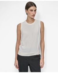DKNY - Mixed-media Crewneck Sleeveless Sweater - Lyst