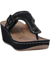 Gc Shoes - Alani Embellished Thong Wedge Sandals - Lyst