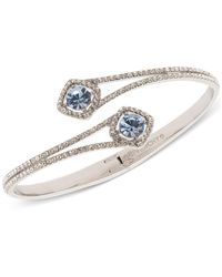 Givenchy - Silver-tone Pave & Round Crystal Halo Bypass Bangle Bracelet - Lyst