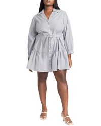 Eloquii - Plus Size Mini Shirt Dress With Belt - Lyst