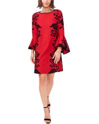 msk petite puff-sleeve sheath dress