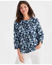 Style & Co. - Cotton Button-front 3/4-sleeve Top - Lyst
