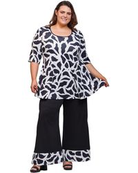24seven Comfort Apparel - Plus Size Printed 2-piece Top And Pants Set - Lyst