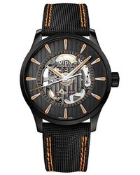 MIDO - Swiss Automatic Multifort Skeleton Vertigo And Orange Fabric Strap Watch 42mm - Lyst