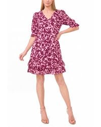 Cece - V-neck Short-sleeve Tiered Ruffle Dress - Lyst