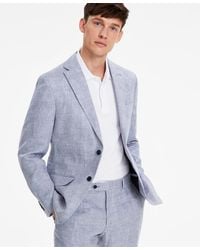 Tommy Hilfiger - Modern-fit Blue Plaid Linen Suit Separate Jacket - Lyst