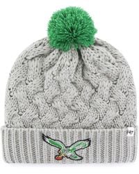 47 Brand Gray Philadelphia Eagles Fiona Historic Logo Cuffed Knit Hat With Pom